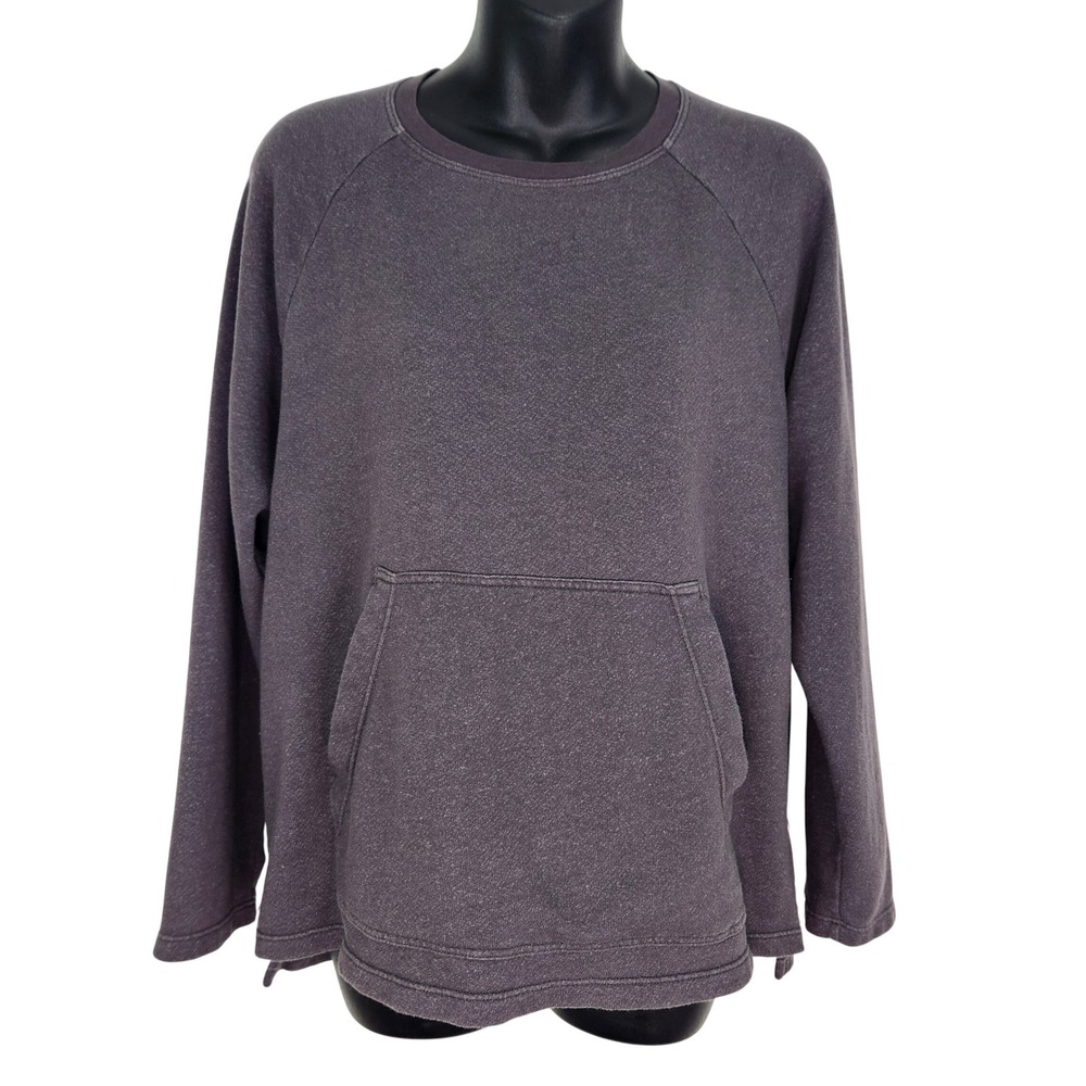 Xirena Women XS Charcoal Raglan Sweatshirt Kangaroo Pocket Stripe Seaming Detail